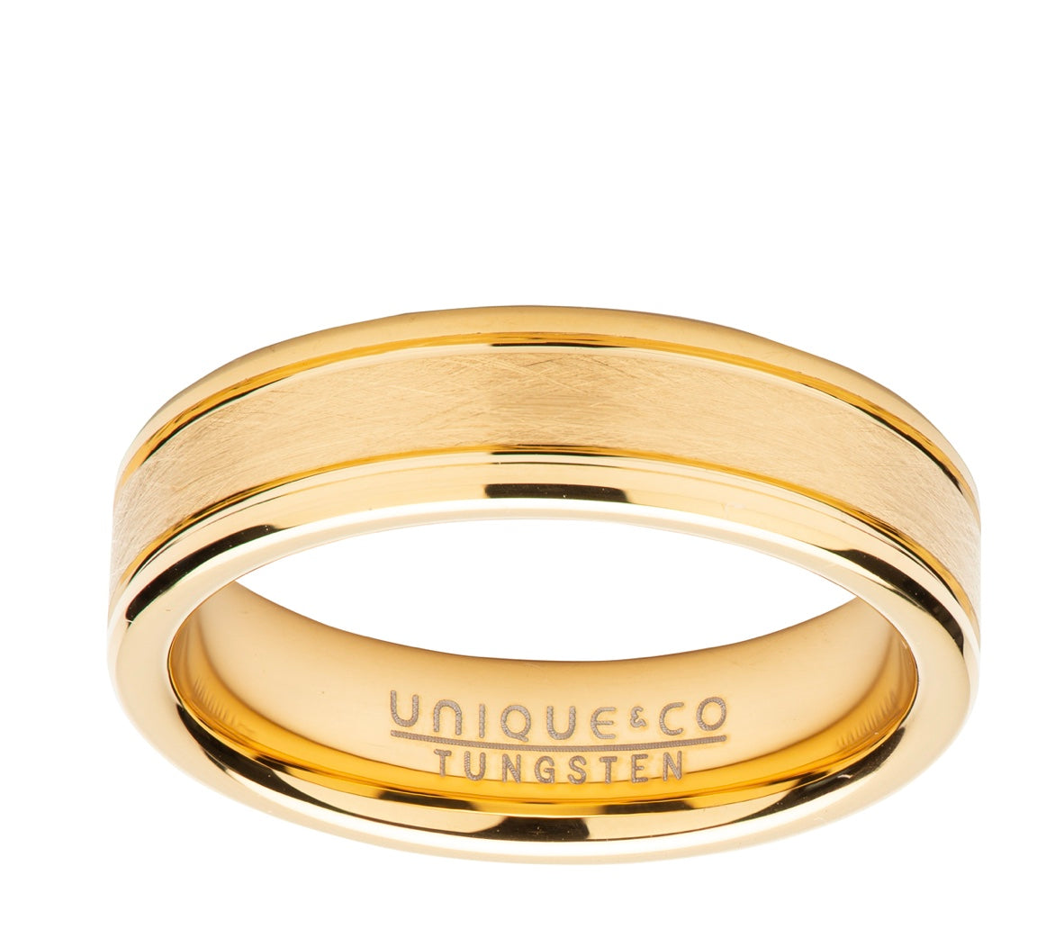 Tungsten 6mm Gold IP Plating Wedding Ring (TUR 119)