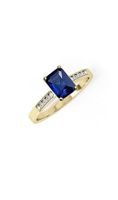 Emerald Cut Blue Cubic Zirconia Ring (R0706)
