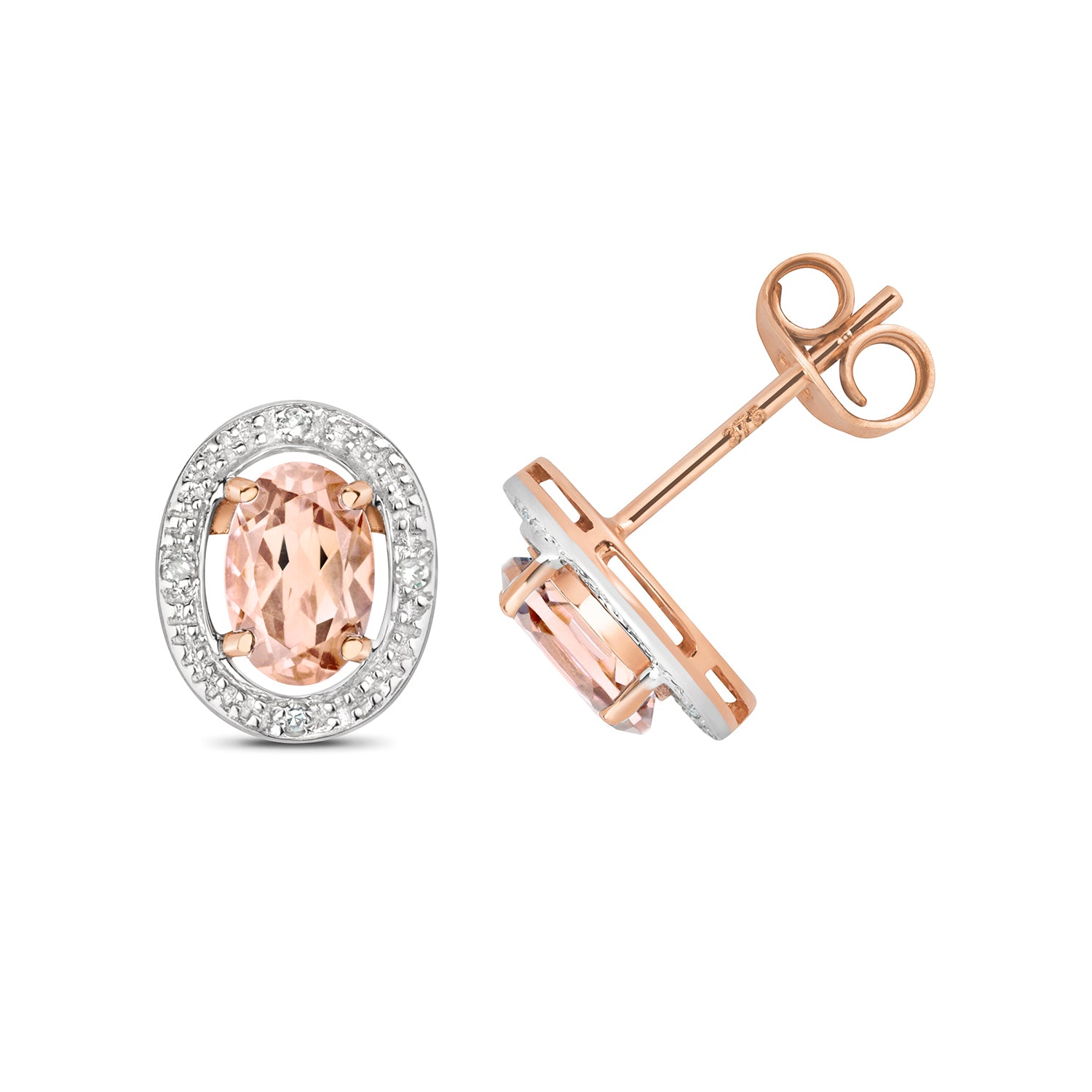 Oval Morganite & Diamond Stud Earrings (Ed267rm)