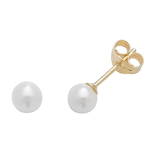 9ct Yellow Gold Pearl Stud Earrings (Es238s)