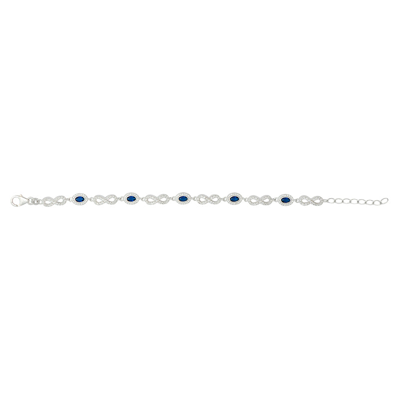 Silver Cubic Zirconia & Sapphire Infinity Bracelet (Sbr114d)