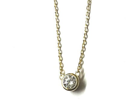 Silver Gold Plated Cubic Zirconia Pendant & Chain (0268)