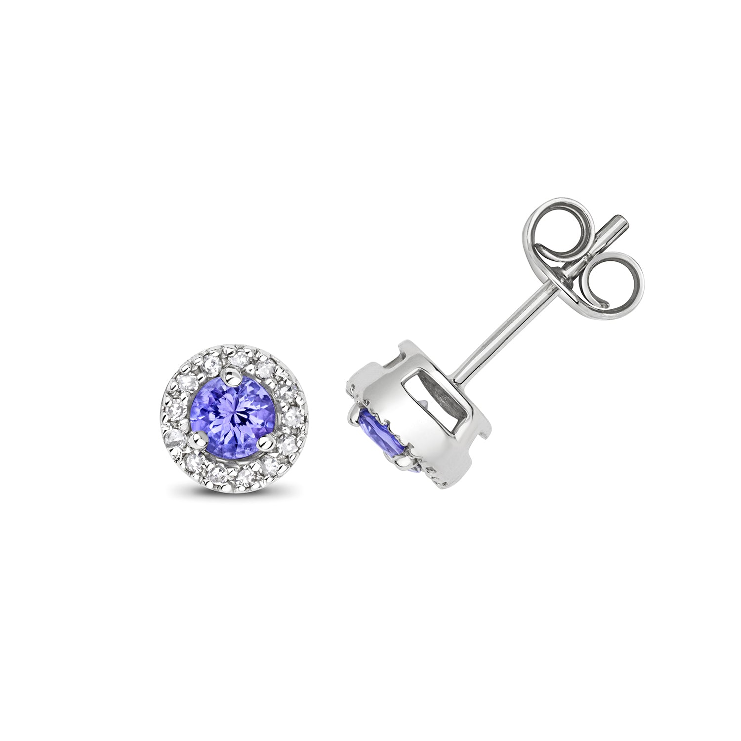 Round tanzanite & Diamond Stud Earrings (Ed255wt)