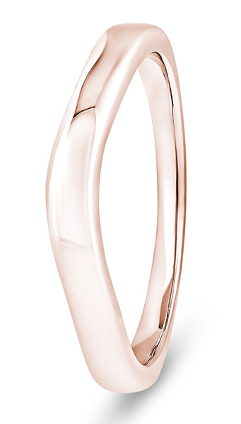 9ct white gold plain waved shaped wedding ring (wavp-240)