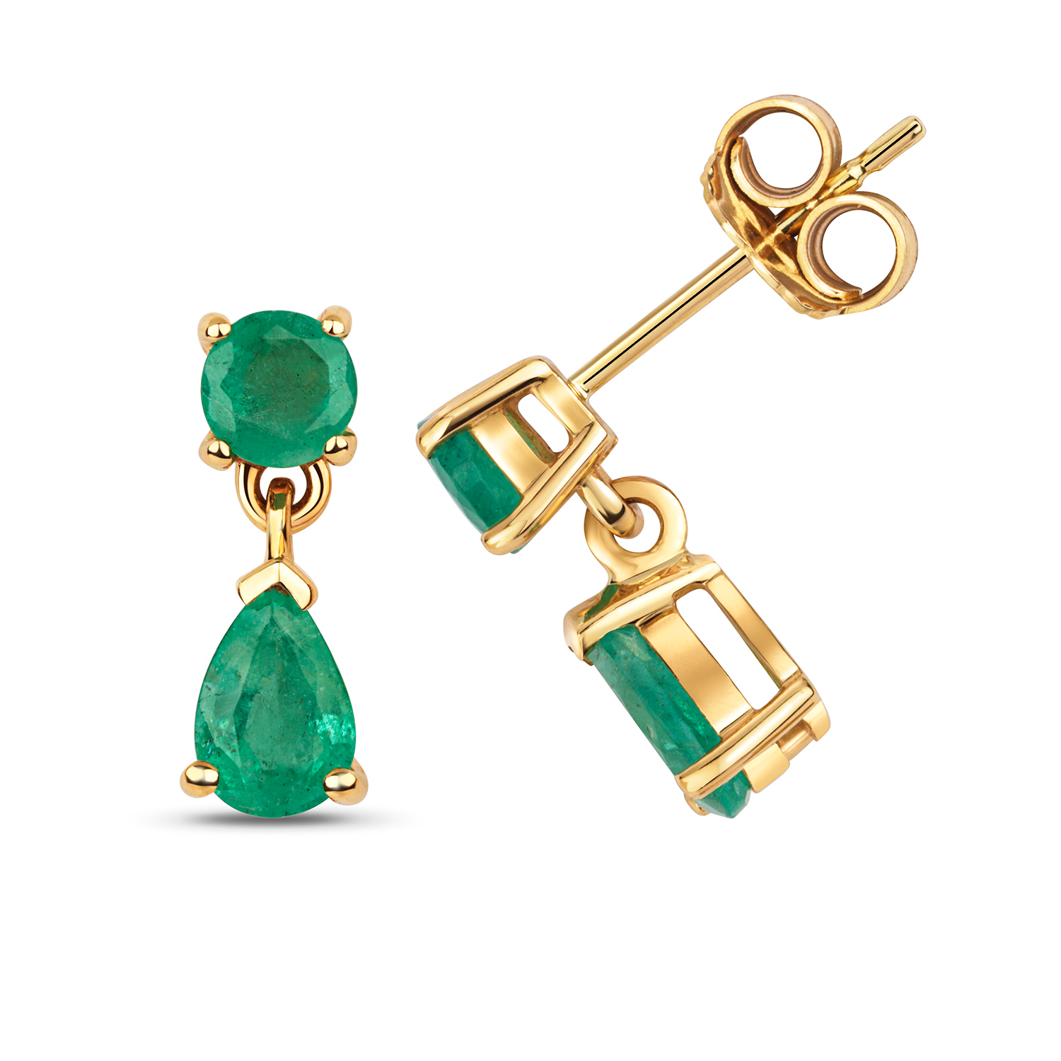 Emerald Drop Stud Earrings (Ed279e)