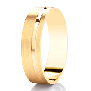 9ct Polished & Brushed Flat Court Wedding Ring (Dc148b)