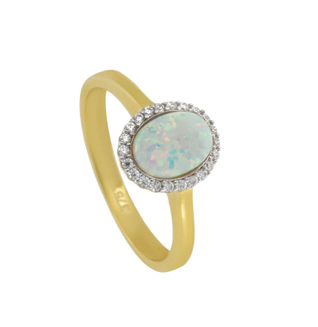 Cultured Opal & Cubic Zirconia Ring (R408s)