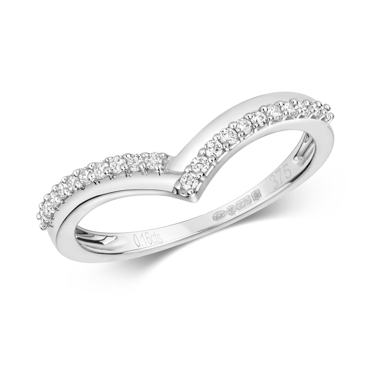 9ct Brilliant Cut Diamond Shaped Wishbone Ring (Rd568)