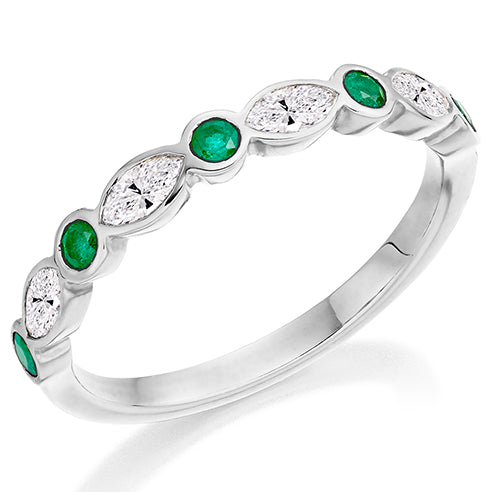 9ct Yellow Gold Emerald &Diamond Eternity Ring (Het1406emd)