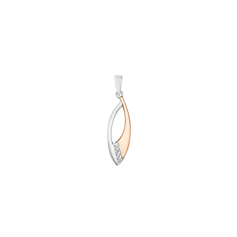 Silver & Rose Gold Plated Cubic Zirconia Pendant ( Sp042a)