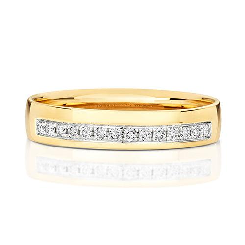 9ct Brilliant Cut Grain Set Wedding Ring (Rd725w)