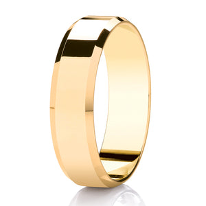 9ct White Gold 6mm Chamfered Edge Wedding Ring (Dc109)