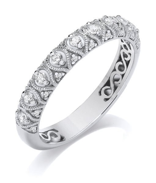 9ct Yellow Gold Diamond Vintage Wedding Ring (Vnt-360-050-025)