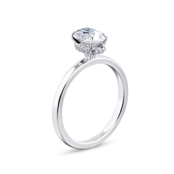 1.10ct Halo Set Oval Lab Grown Diamond Solitaire Ring. (Ops02)