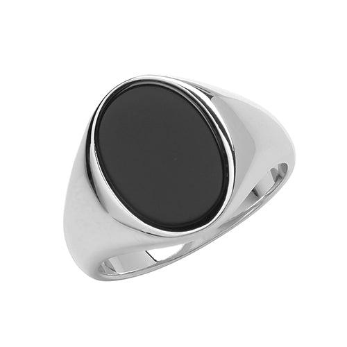 Silver Black Onyx Gents Ring (G7530)