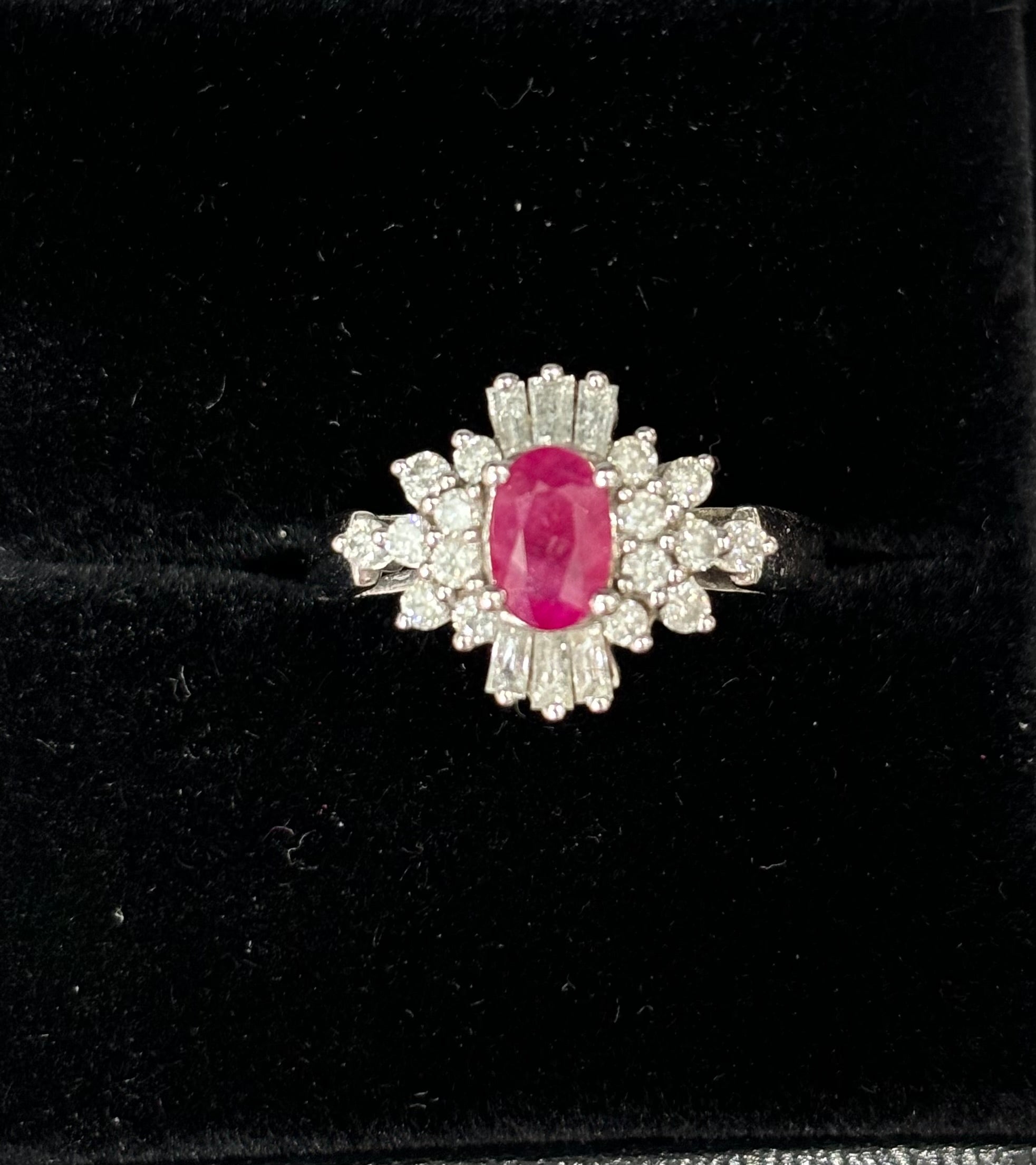 Less than HALF PRICE!Ruby & Diamond Cluster Ring (R100r)