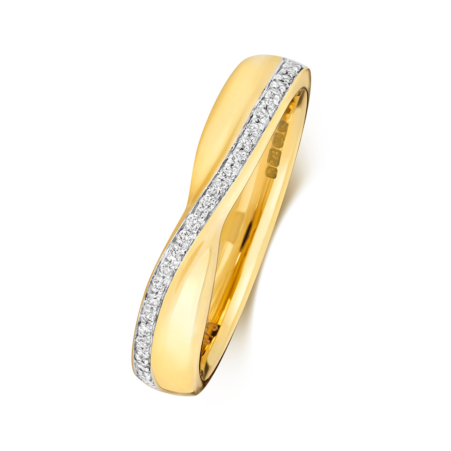 9ct white gold crossover diamond shaped wedding ring (w241)