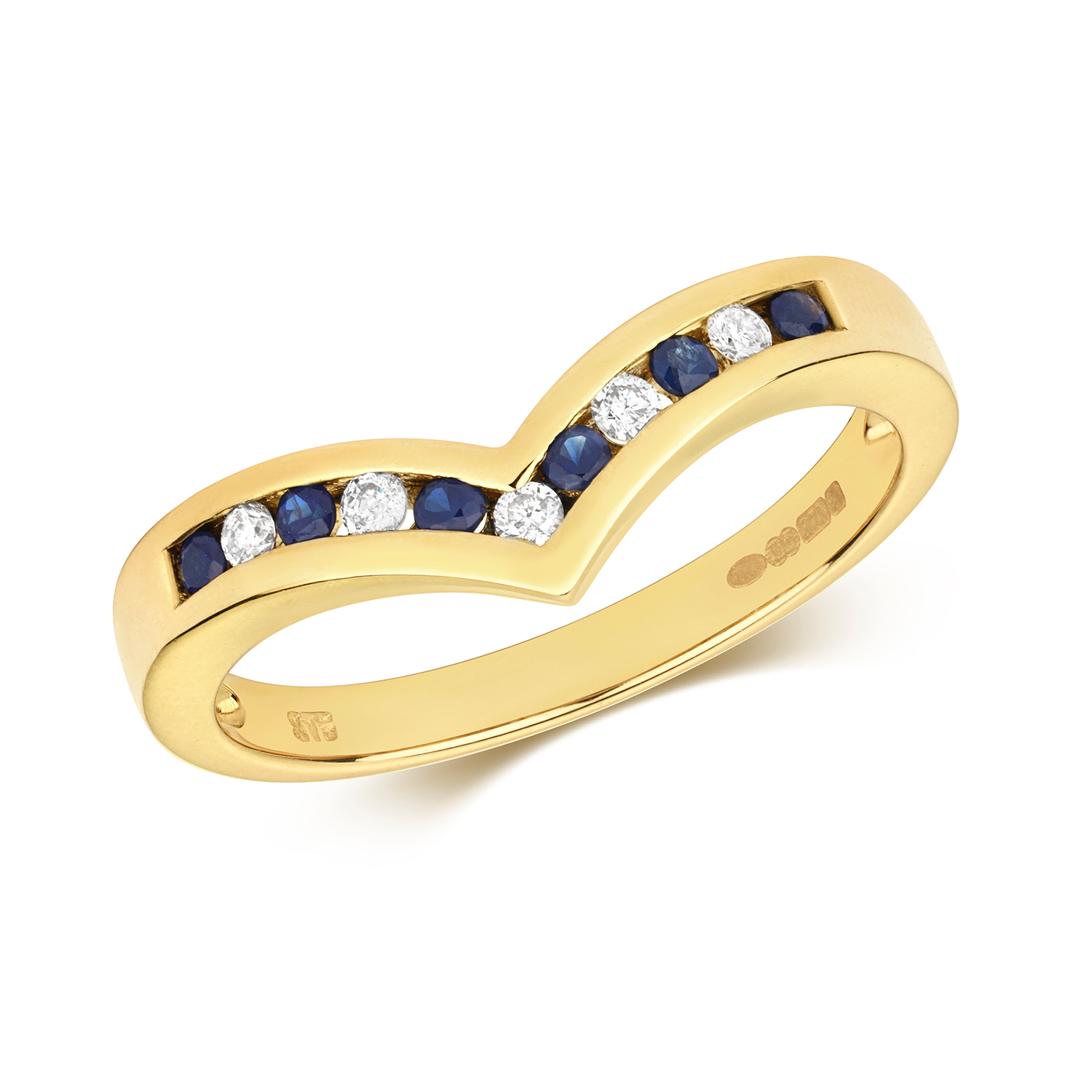 Sapphire & Diamond Wishbone Ring (Rd268s)