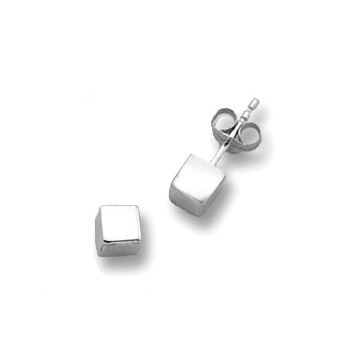 9ct White Gold Cube Stud Earrings (Es262sw)