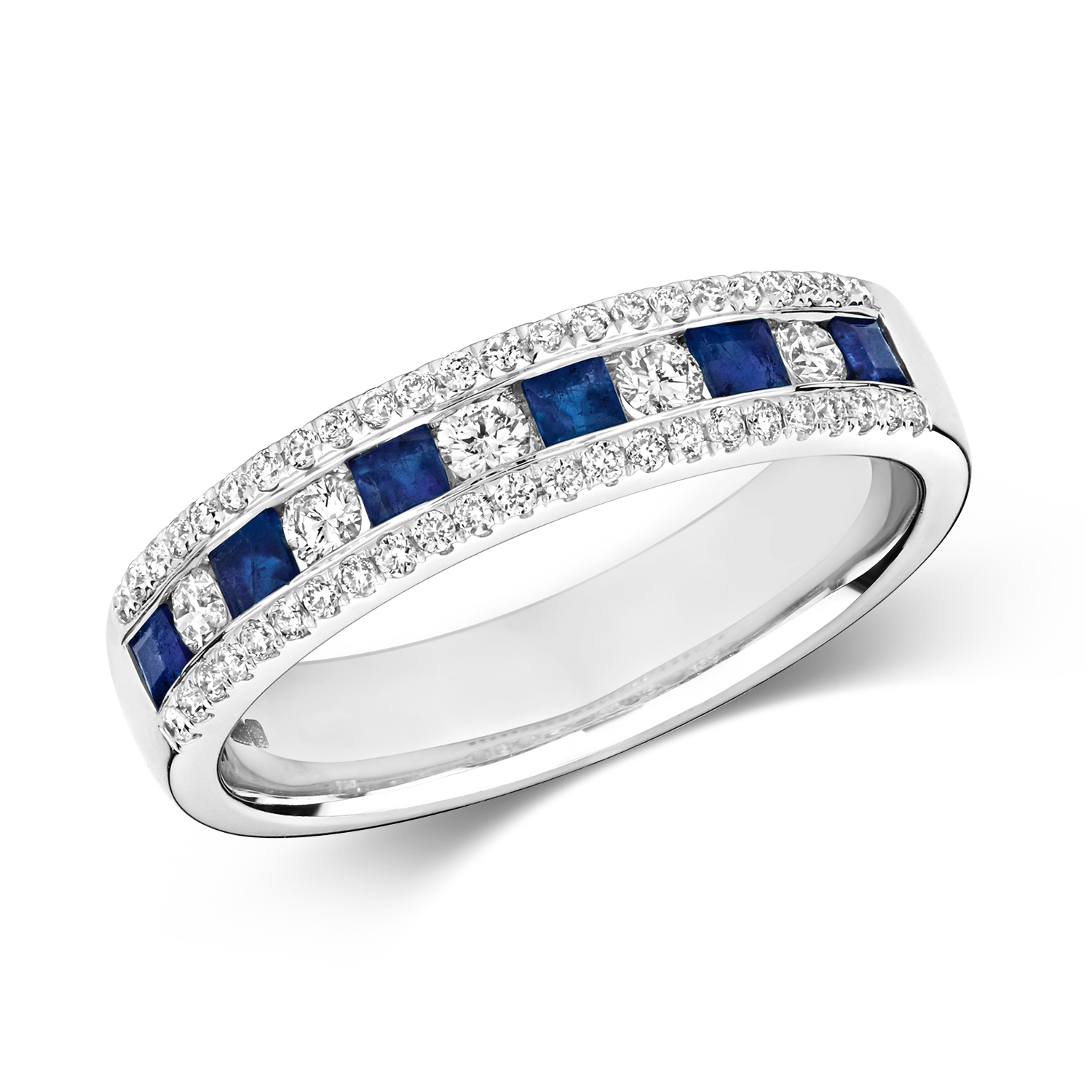 Sapphire & Diamond 3 Row Eternity Ring (RD402WS)