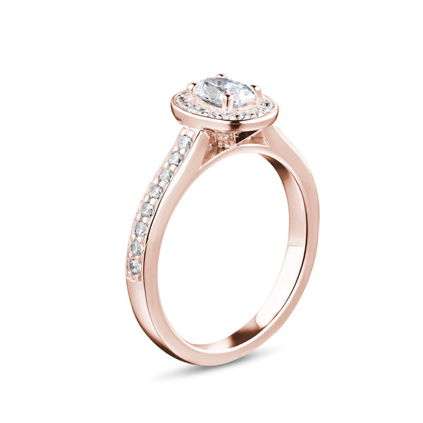 1.13ct Halo Set Round Diamond Solitaire Ring (R16747a)