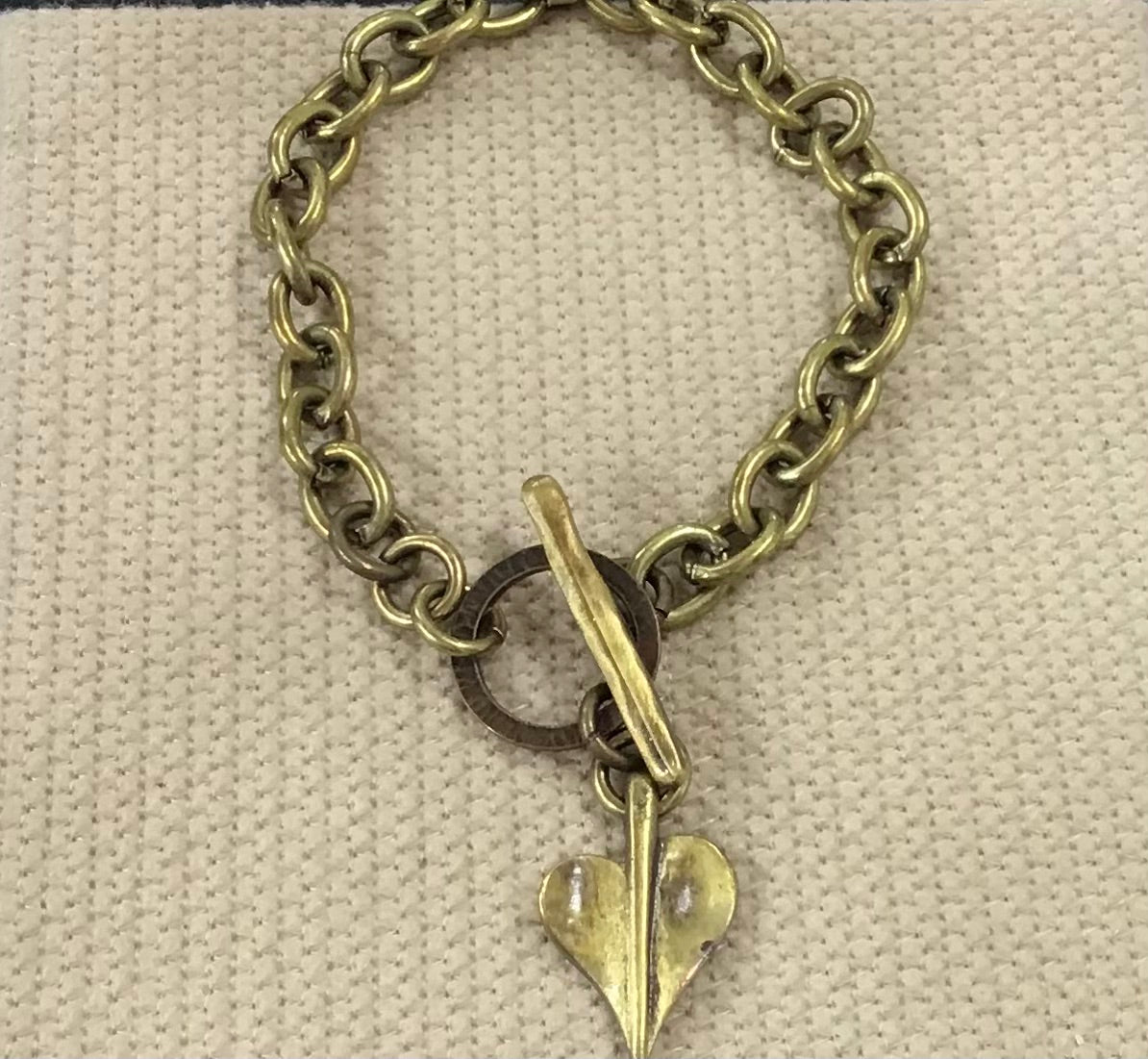 Danon Pewter Gold Plated Heart & T-bar bracelet
