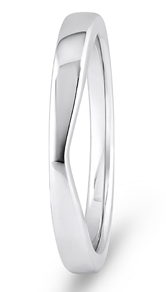 9ct White Gold Waved Channel Plain Shaped Wedding Ring (Vscp-290)