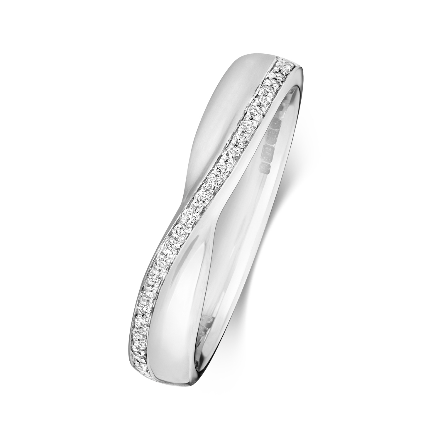 9ct White Gold Diamond Crossover Shaped Wedding Ring (W241w)