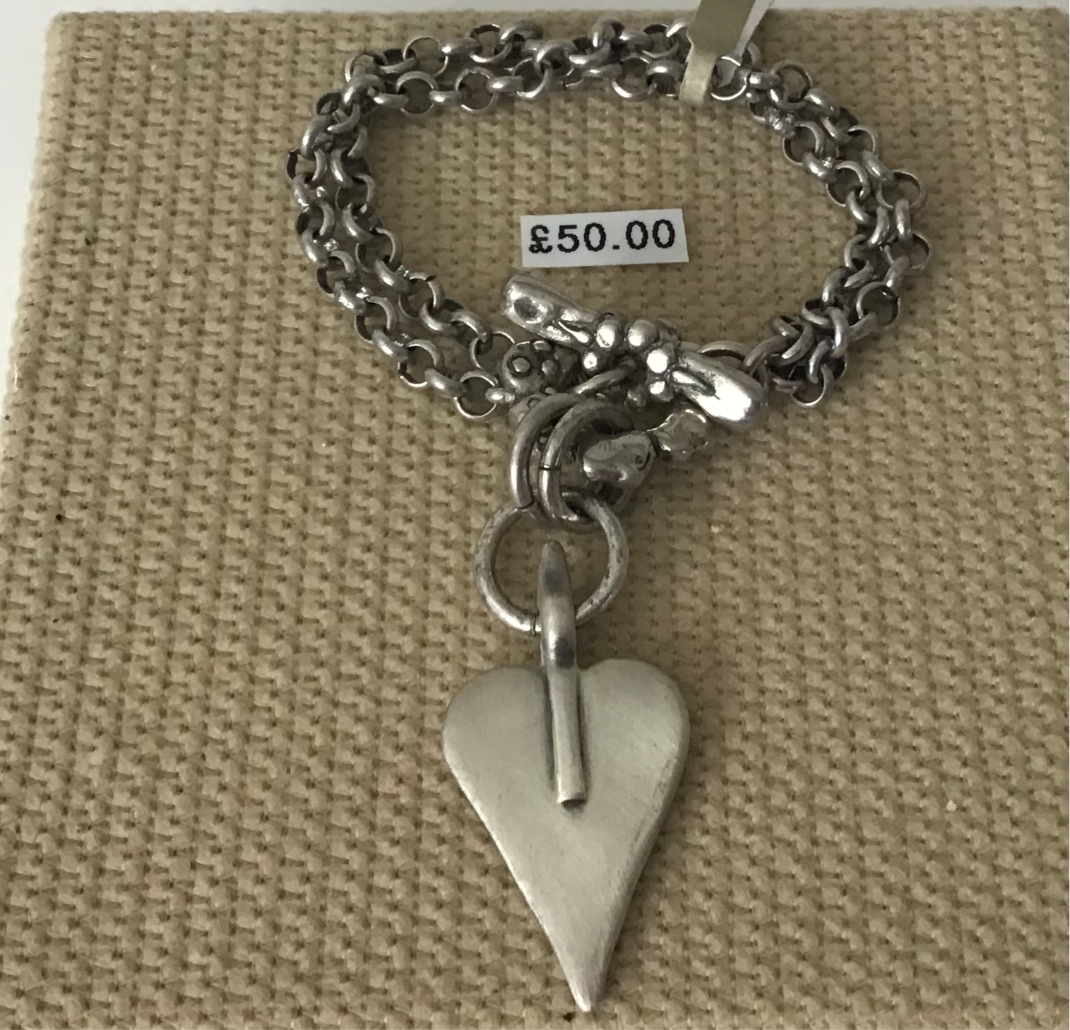 Danon double Row T-bar Heart Bracelet