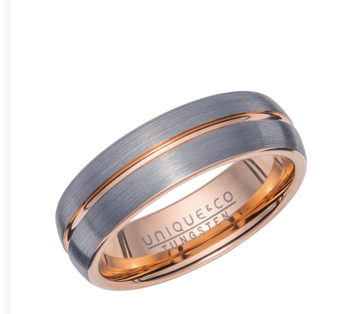 Tungsten 7mm Rose IP Plating Wedding Ring (TUR 127)