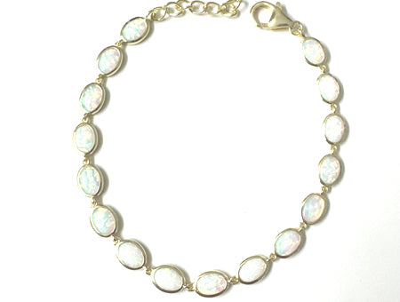 Silver Gold Plated Opal Bracelet (8030)