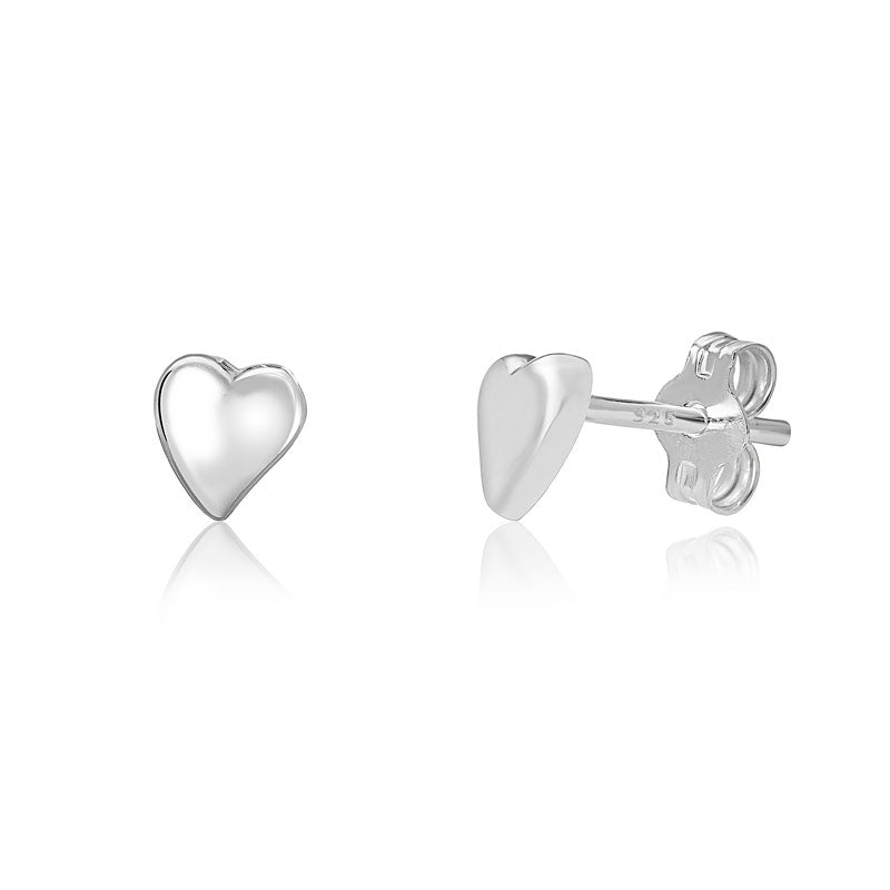 Silver Heart Stud Earrings (Se0049)