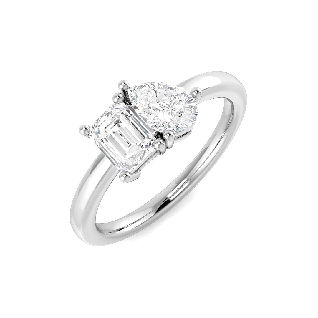 1.01ct Emerald & Pear Shape Lab Grown Diamond Ring (Het10049088)