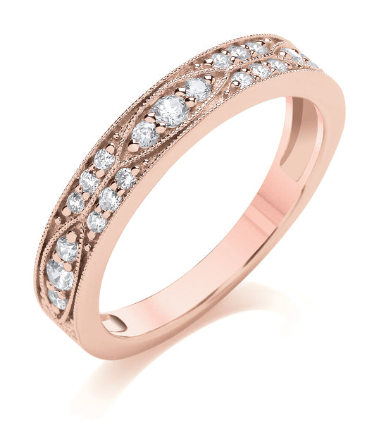 9ct White Gold Diamond Vintage Wedding Ring (Vnt-380-050-033)