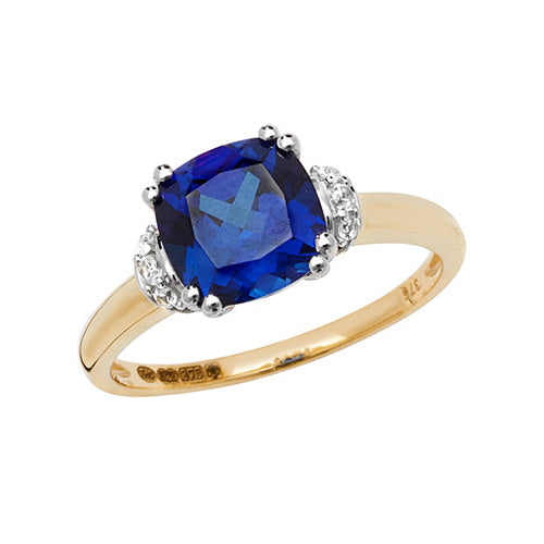 Created Sapphire & White Sapphire Ring (Rn1201s)