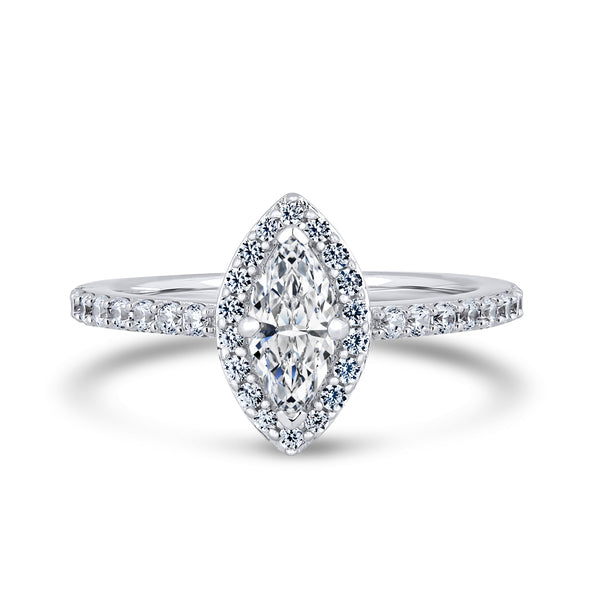1.60ct Marquis Halo Set Lab Grown Certified Diamond Solitaire Ring (Mhw01)