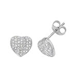 Silver Cubic Zirconia Heart Stud Earrings (G51093)