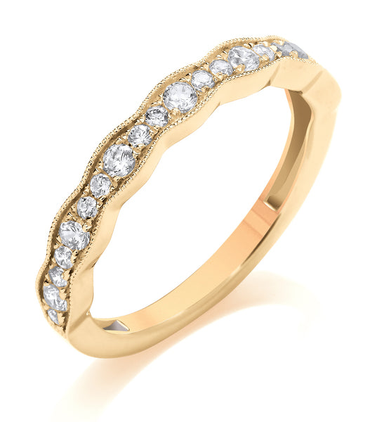 9ct Rose Gold Diamond Vintage Wedding Ring (Vnt-300-050-035)