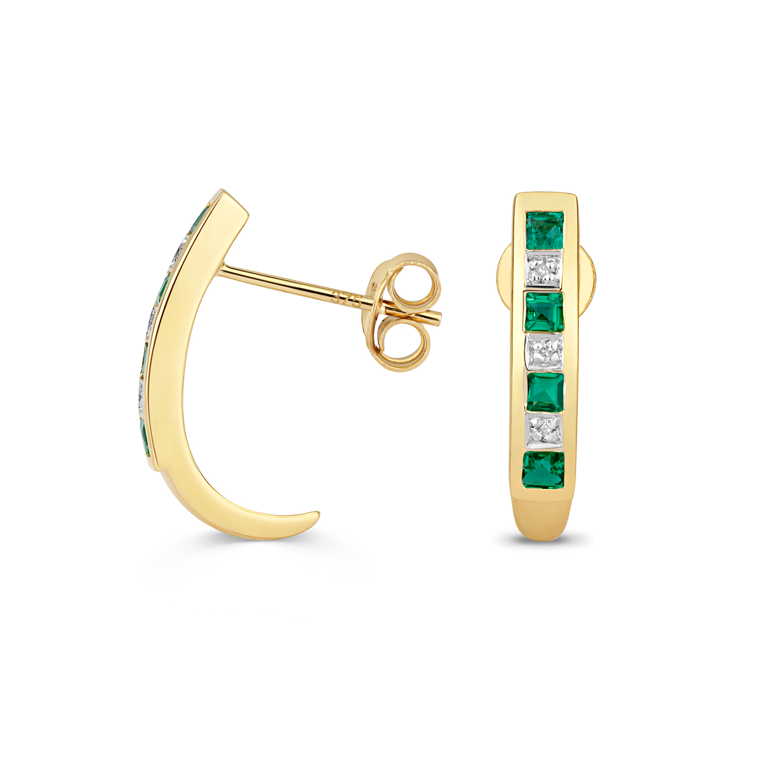 Diamond & Emerald Stud Earrings (Ed291e)