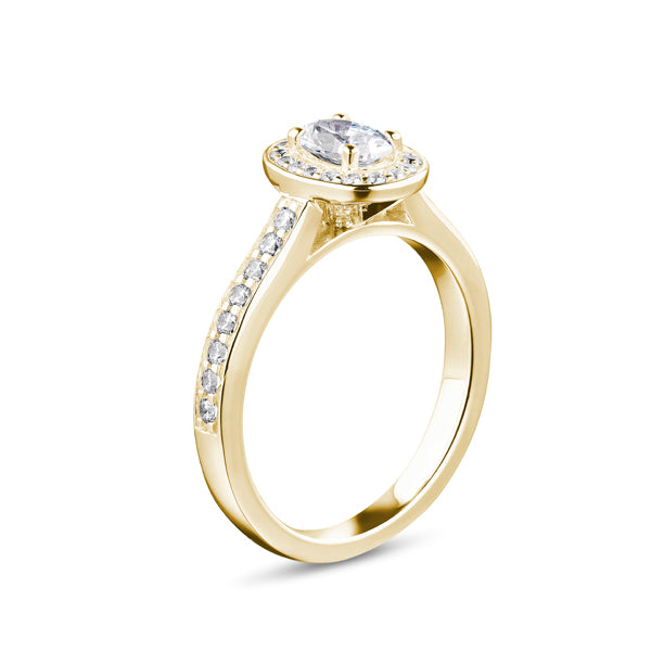 1.13ct Halo Set Round Diamond Solitaire Ring (R16747a)