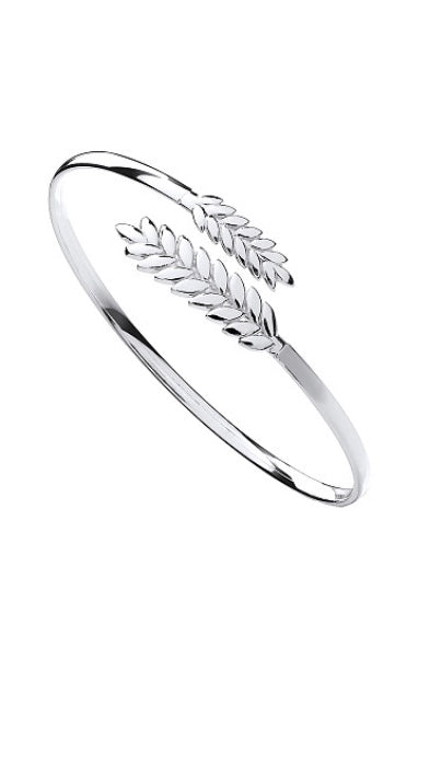 Silver Barley Leaf Ladies Bangle (Sbn0145)