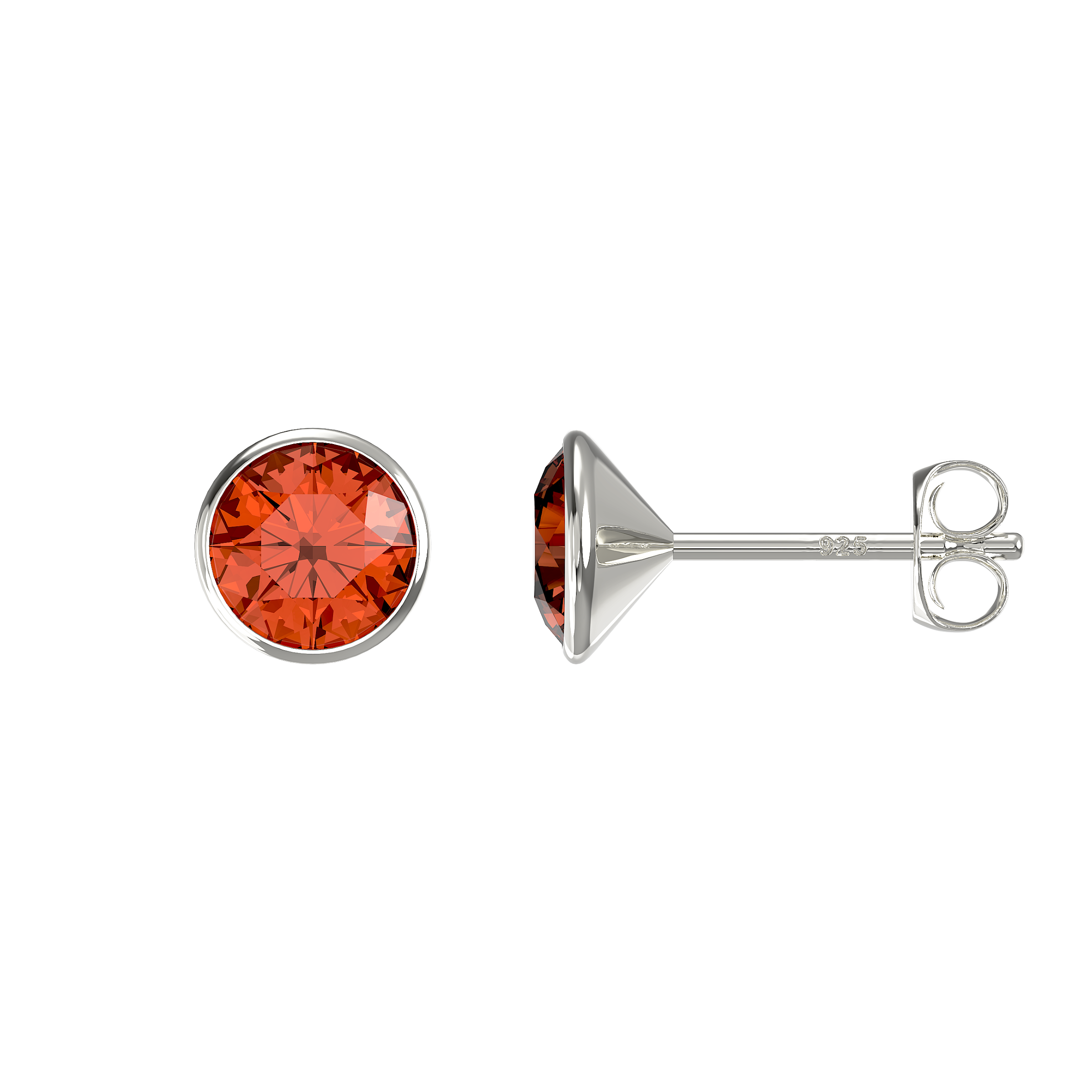 Silver Topaz Cubic Zirconia Stud Earrings (Se802a)
