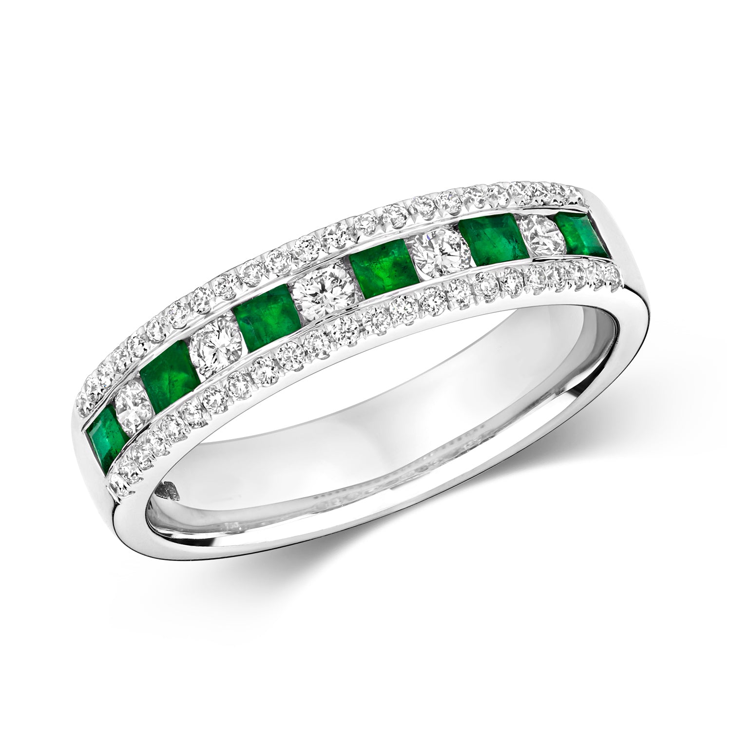 Emerald &diamond 3 row eternity ring (rd402e)