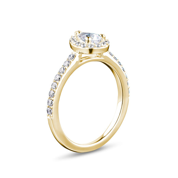 1.67ct Pear Shape Halo Set Lab Grown Certified Diamond Ring (Dhw01)