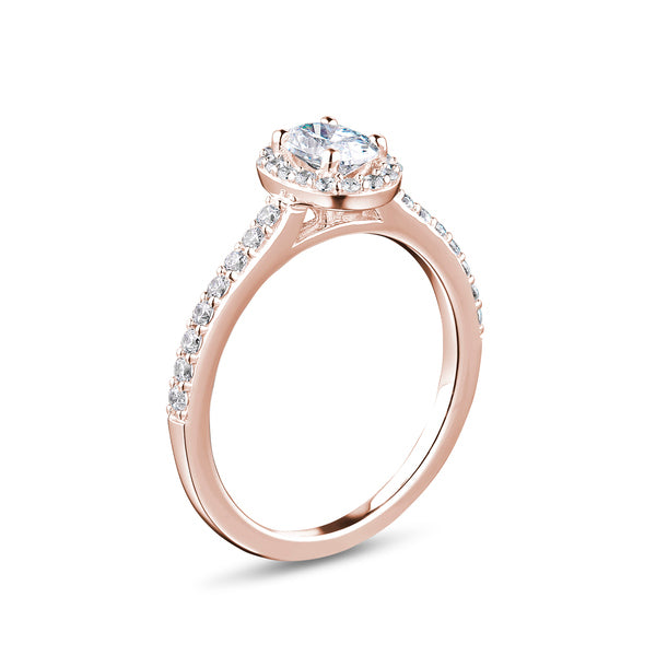 1.85ct Oval Halo Set Lab Grown Certified Diamond Solitaire Ring (Ohwo1)