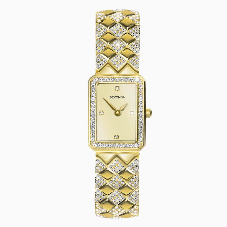 (40513) Sekonda Gold Plated Crystal Set Ladies Watch
