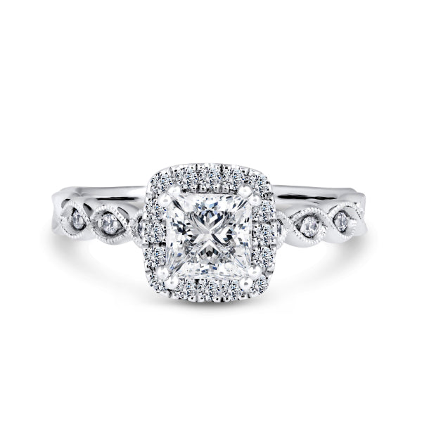 1.60ct Princess Cut Halo Set Lab Grown Certified Diamond Ring (Phm01)