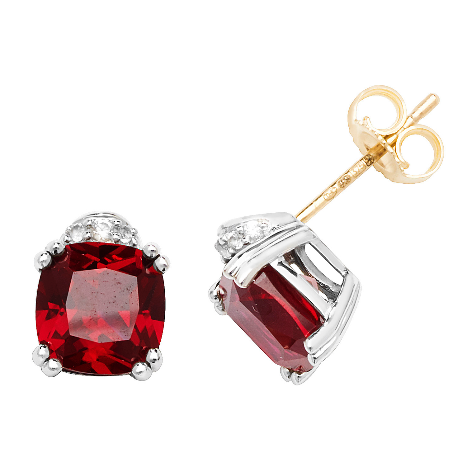 9ct gold Ruby & White Sapphire Stud Earrings (Es1201r)