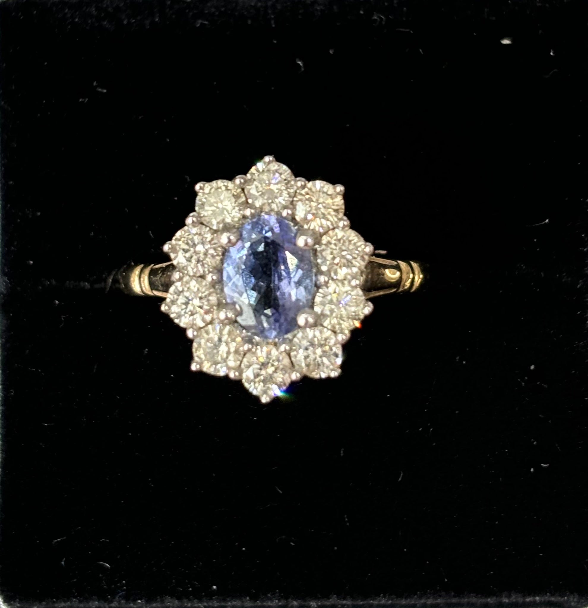 Oval Tanzanite & Diamond Cluster Ring (R100TAN)
