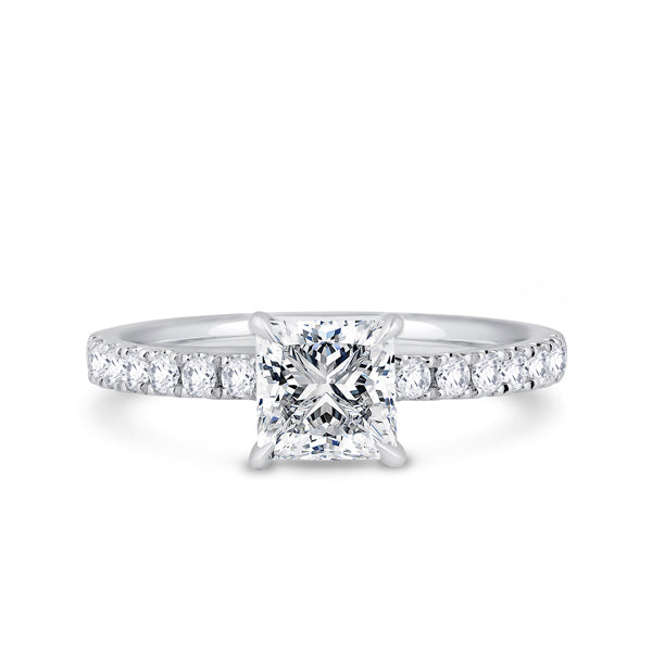 1.35ct Halo Set Princess Lab Grown Diamond Solitaire Ring. (Psp01)